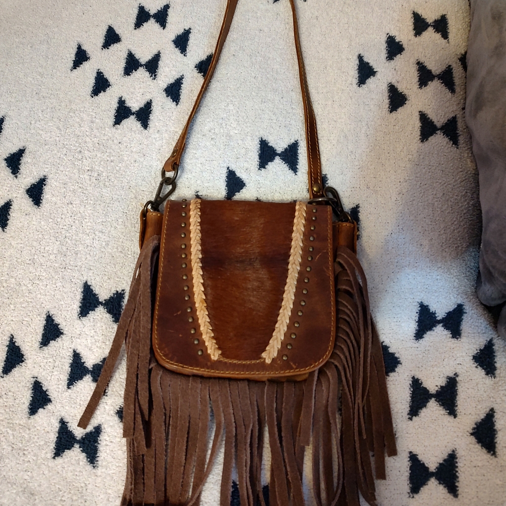 American Darling Brown Fringe Crossbody with Braided Trim